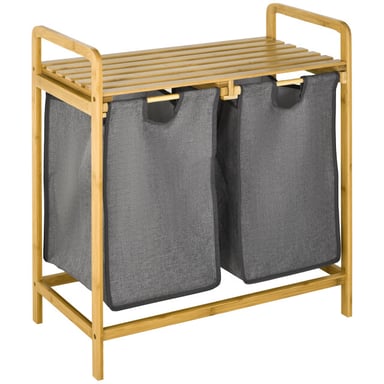 4goodz Wasmand wassoorteerder met 2 waszakken 63,5x33x73 cm bamboe