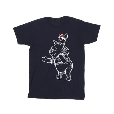 Disney Mens Winnie The Pooh Piglet Christmas T-Shirt (Navy Blue)