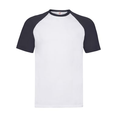 Fruit of the Loom Mens Short-Sleeved Baseball T-Shirt (White/Deep Navy)