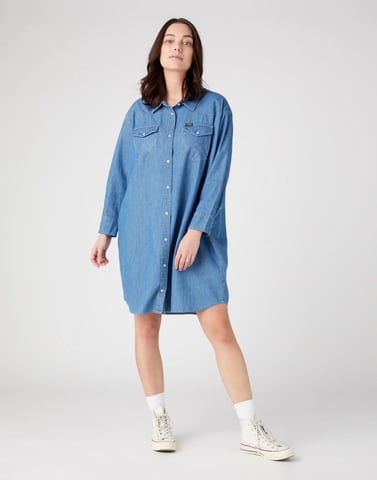 GB - Wrangler - DENIM SHIRT DRESS MID INDIGO