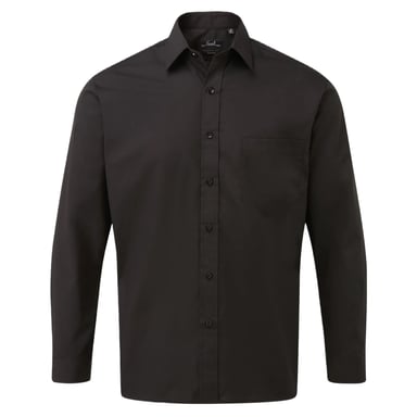 Premier Mens Poplin Long-Sleeved Shirt (Black)