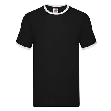 Fruit of the Loom Mens Ringer 160 T-Shirt (Black/White)