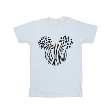 Disney Womens/Ladies Mickey Mouse Animal Cotton Boyfriend T-Shirt (White)