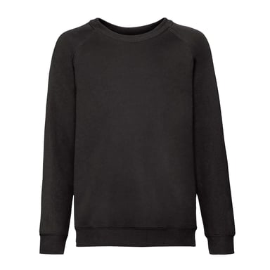 Fruit of the Loom Childrens/Kids Classic Raglan Sweatshirt (Black)