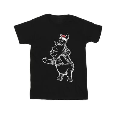 Disney Mens Winnie The Pooh Piglet Christmas T-Shirt (Black)