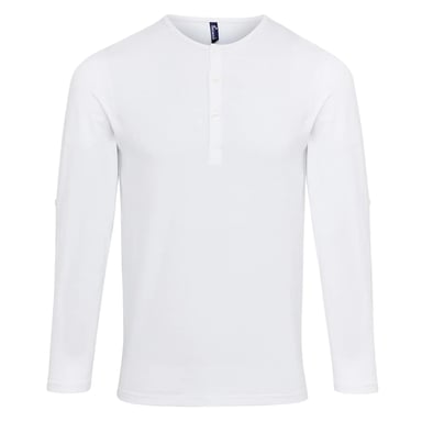 Premier Mens Long John Rolled Sleeves T-Shirt (White)