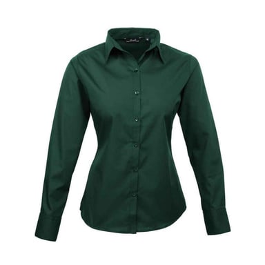 Premier Womens/Ladies Poplin Long-Sleeved Blouse (Bottle Green)