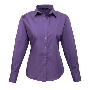 Premier Womens/Ladies Poplin Long-Sleeved Blouse (Purple)