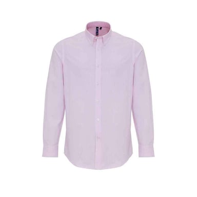 Premier Mens Stripe Oxford Shirt (White/Pink)