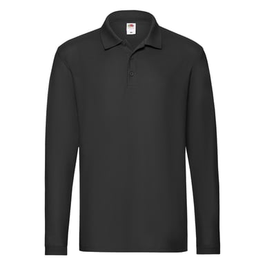 Fruit of the Loom Mens Premium Long-Sleeved Polo Shirt (Black)