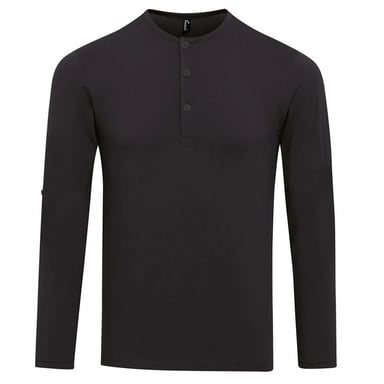 Premier Mens Long John Rolled Sleeves T-Shirt (Black)