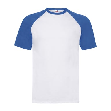 Fruit of the Loom Mens Short-Sleeved Baseball T-Shirt (White/Royal Blue)