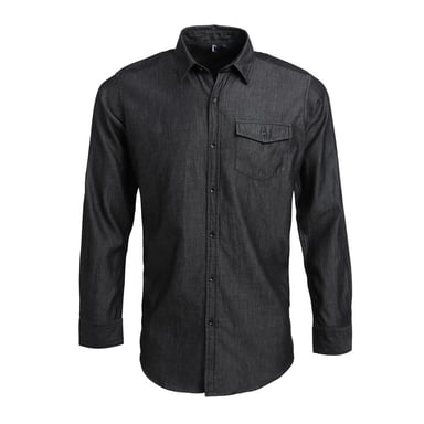 Premier Mens Denim Jean Style Stitching Shirt (Black Denim)