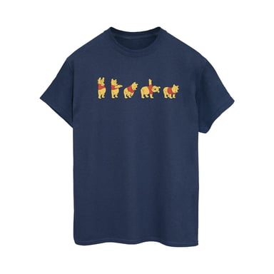 Disney Womens/Ladies Winnie The Pooh Stretching Cotton Boyfriend T-Shirt (Navy Blue)