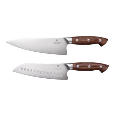 Sophior Koksmes & santoku – duits staal en walnoothouten handvat