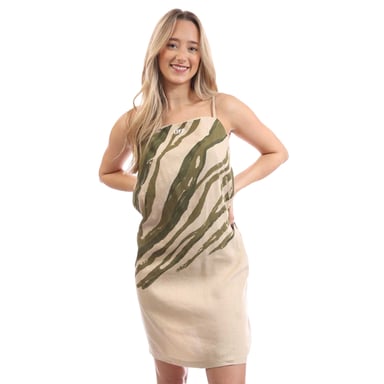 Off White Womens/Ladies Zebra Mini Dress (Beige)
