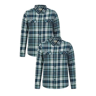 Mountain Warehouse Mens Trace Flannel Shirt (Pack of 2) (Corn Blue)