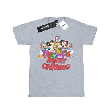 Disney Womens/Ladies Mickey Mouse And Friends Christmas Cotton Boyfriend T-Shirt (Sports Grey)