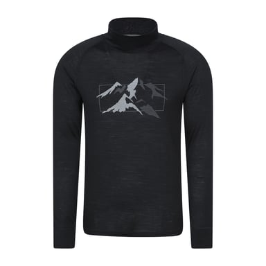 Mountain Warehouse Unisex Adult Quest Merino Wool Long-Sleeved Thermal Top (Black)
