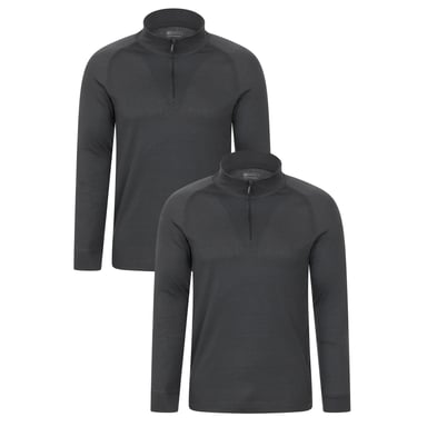 Mountain Warehouse Mens Talus Base Layer Top (Pack of 2) (Charcoal)