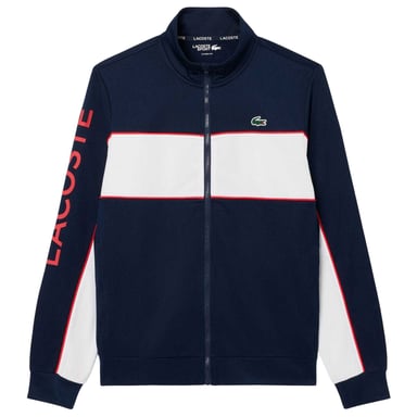 Lacoste Mens Logo Printed Zipped Tennis Jacket (Navy Blue/White)
