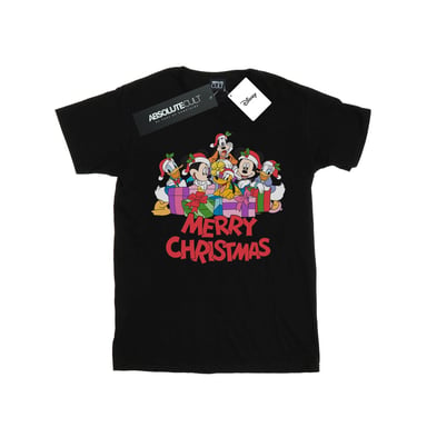 Disney Womens/Ladies Mickey Mouse And Friends Christmas Cotton Boyfriend T-Shirt (Black)