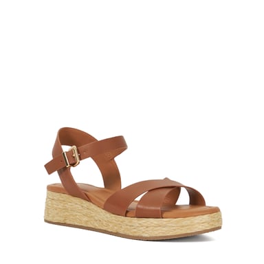 Dune Ladies Littleton - Leather Raffia Flatform Sandals