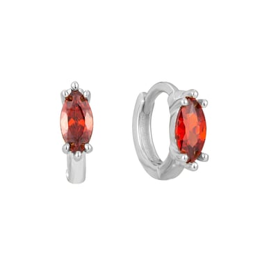 Sterling Silver Tiny Garnet CZ Hoops
