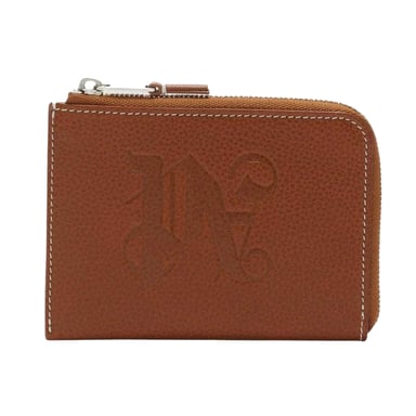 Palm Angels Monogram Leather Zipped Card Holder (Brown)