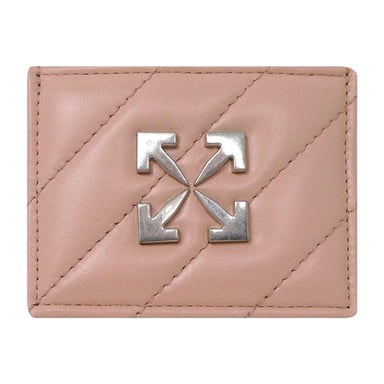 Off-White Jackhammer Logo Leather Card Holder (Pink)