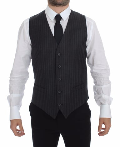 Gray Pinstripe Wool Vest