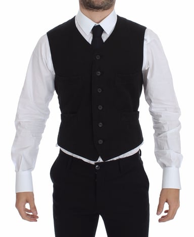 Black Cotton Vest Classic Style