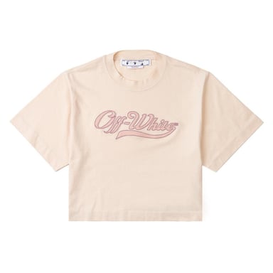 Off-White Womens/Ladies Embroidered Logo Crop T-Shirt (Pink)