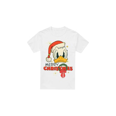 Disney Mens Merry Christmas Donald Duck T-Shirt (White)