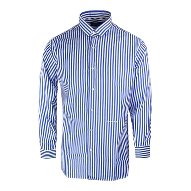 Aquascutum Mens Striped Long-Sleeved Shirt (Blue)