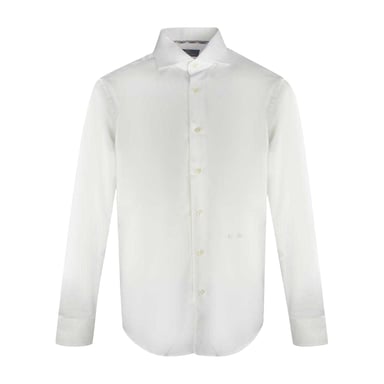 Aquascutum Mens Embroidered Logo Long-Sleeved Shirt (White)