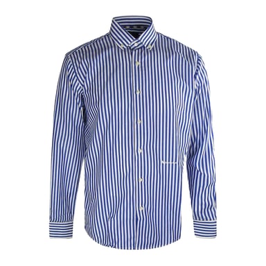 Aquascutum Mens Striped Long-Sleeved Shirt (Dark Blue)