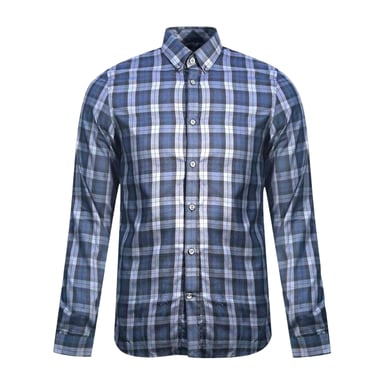 Fred Perry Mens Checked Long-Sleeved Shirt (Black/Blue)
