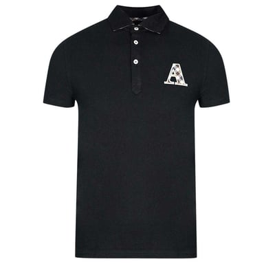 Aquascutum Mens Checked Logo Polo Shirt (Black)