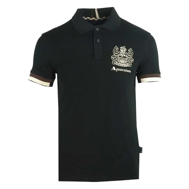 Aquascutum Mens Aldis Crest Logo Polo Shirt (Black)
