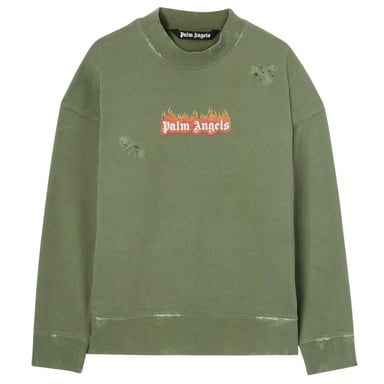 Palm Angels Unisex Adult Flames Sweatshirt (Green)