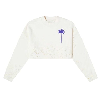 Palm Angels Womens/Ladies Painted Cropped Sweatshirt (White)