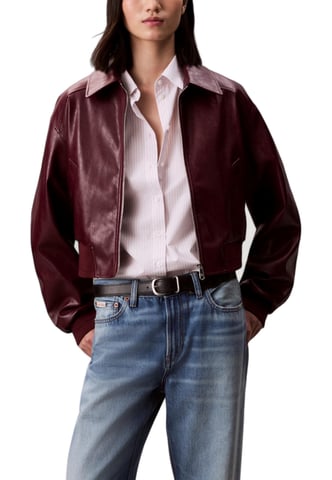 Faux Leather Zipup Jacket