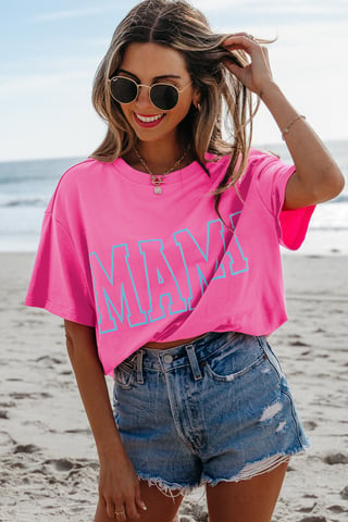 Rosa T-shirt med kort ärm och grafik
