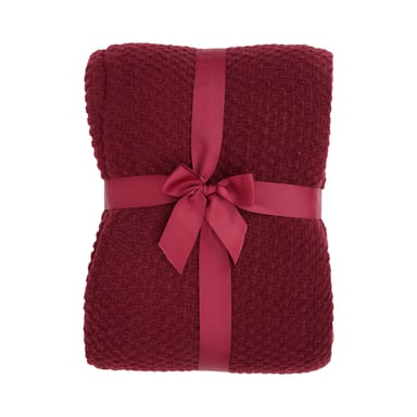Mountain Warehouse Borg Lined Knitted Blanket (Burgundy)