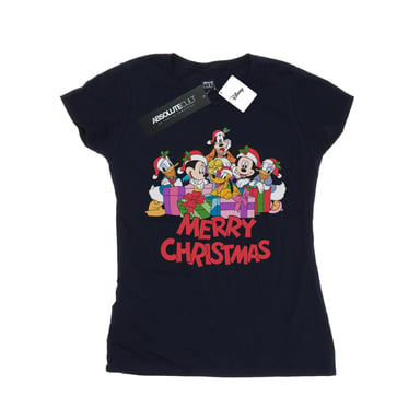 Disney Womens/Ladies Mickey Mouse And Friends Christmas Cotton T-Shirt (Navy Blue)