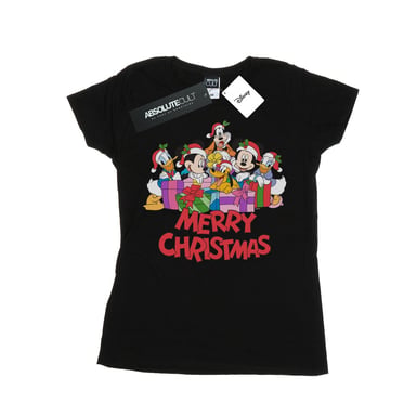 Disney Womens/Ladies Mickey Mouse And Friends Christmas Cotton T-Shirt (Black)