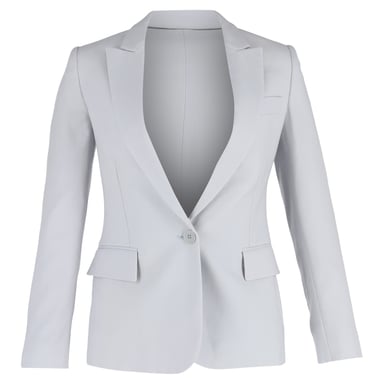 Stella Mccartney Single-Breasted Blazer with Pockets in Light Blue Viscose