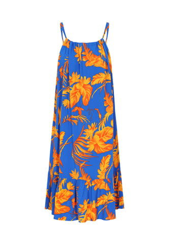 IZIA jurk vrouwen blauw geel