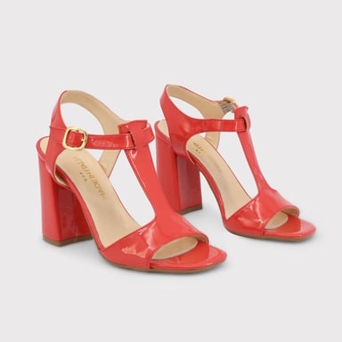 Patent Leather Tstrap Sandalmid Heel